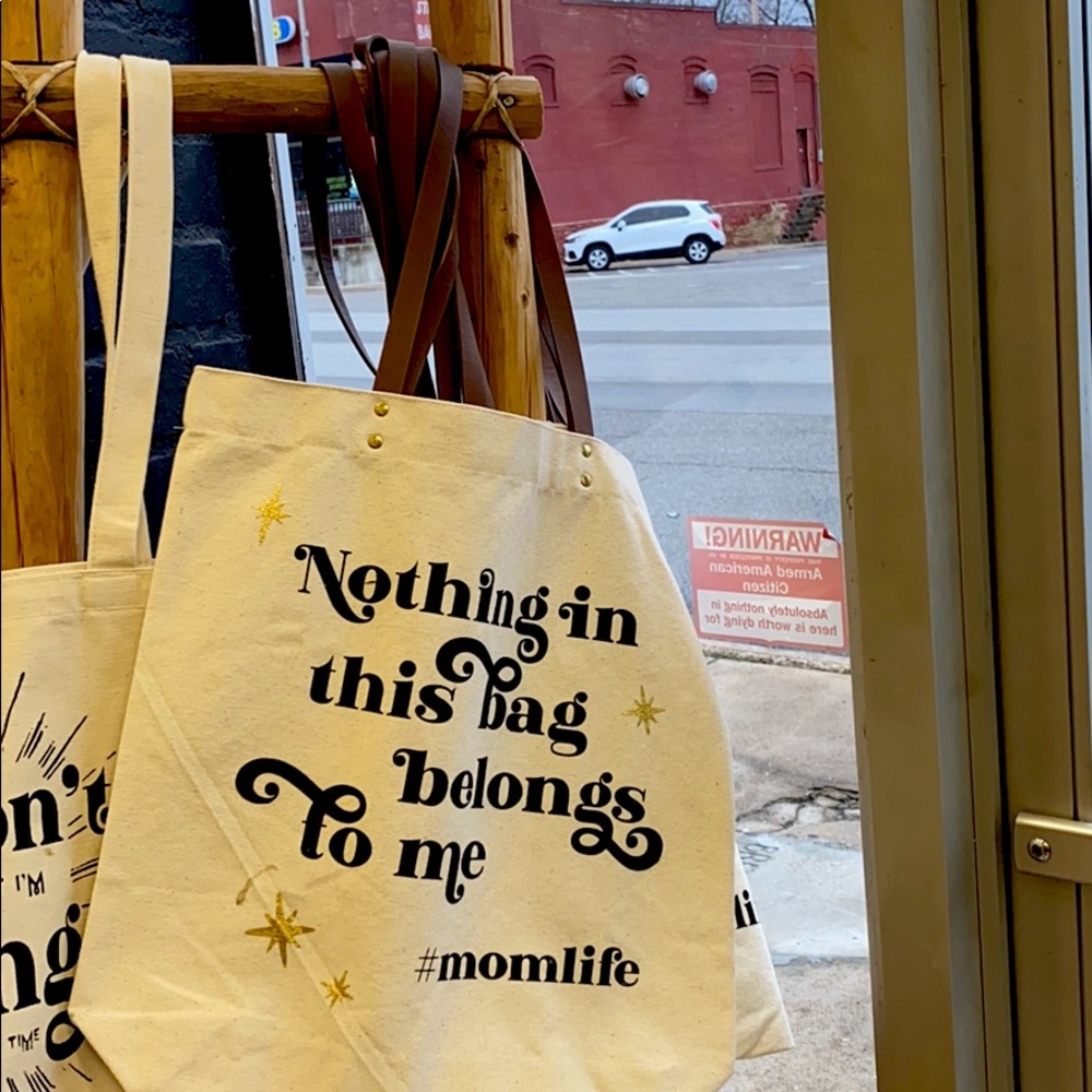 #momlife Faux Leather Tote Bag!